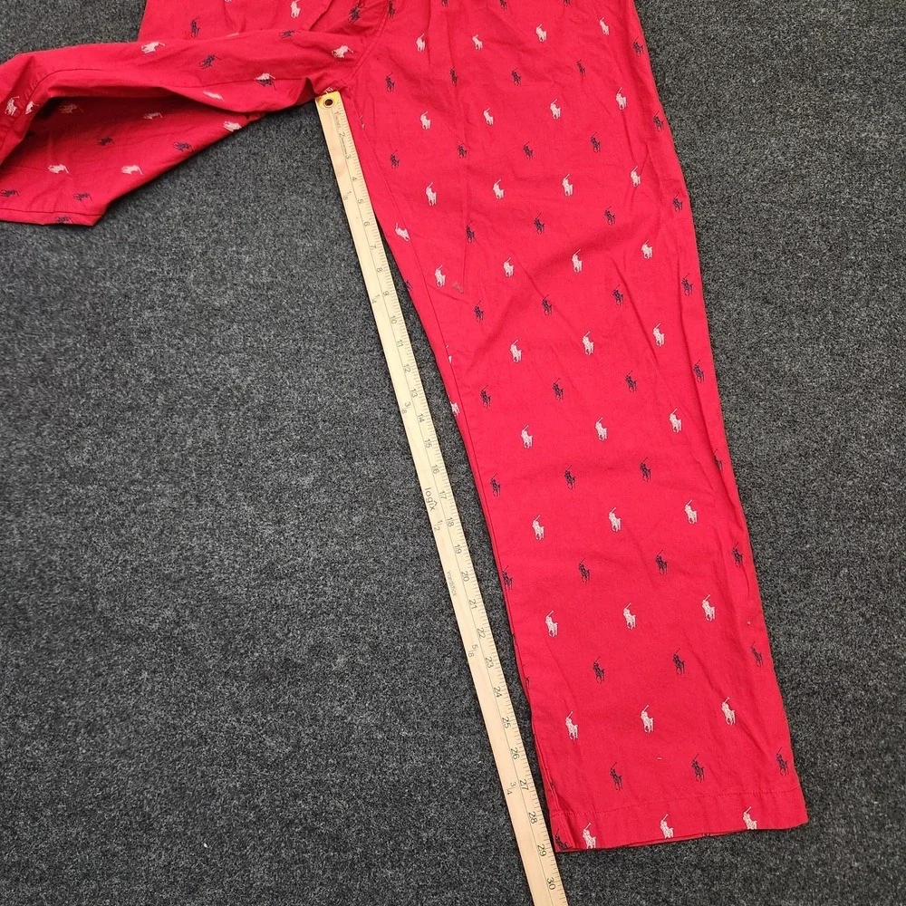 Polo Ralph Lauren Men's L Red All Over Pony Print Cotton Knit Lounge Sleep Pants